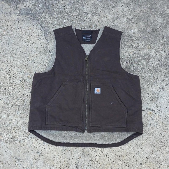 Carhartt Other - Carhartt Men's Washed Duck Sherpa-Lined Vest Size Large Brown
